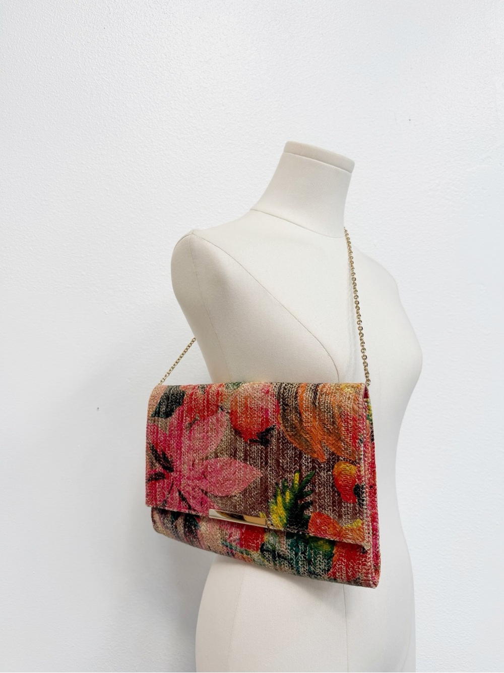 Floral Multicolor Chain-Strap Shoulder Bag